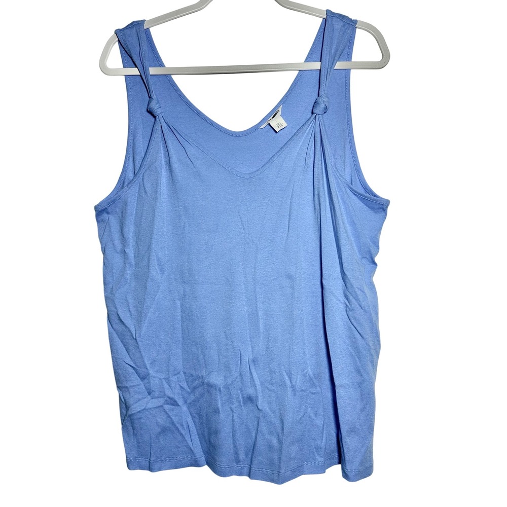 Caslon Women's‎ Blue V-Neck Tank Top Size Large Knotted Shoulders
